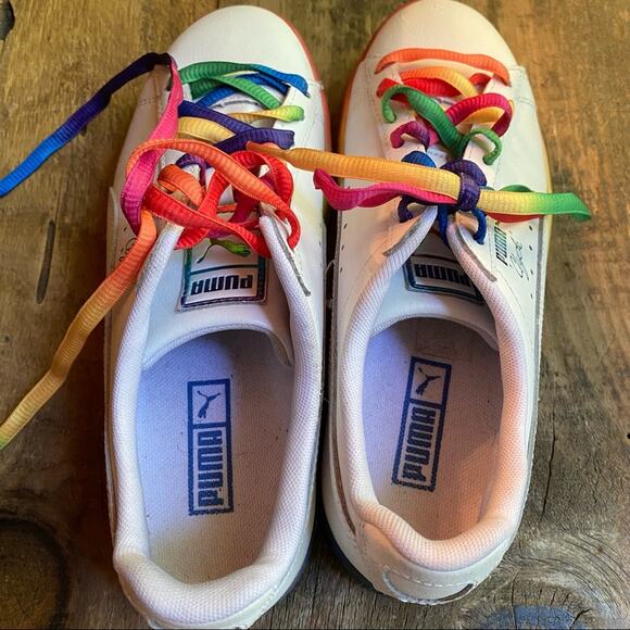 Puma Clyde Pride Shoes Mens sz 6 Rainbow Casual Sneakers LGBTQ 365742-01 - Picture 4 of 13